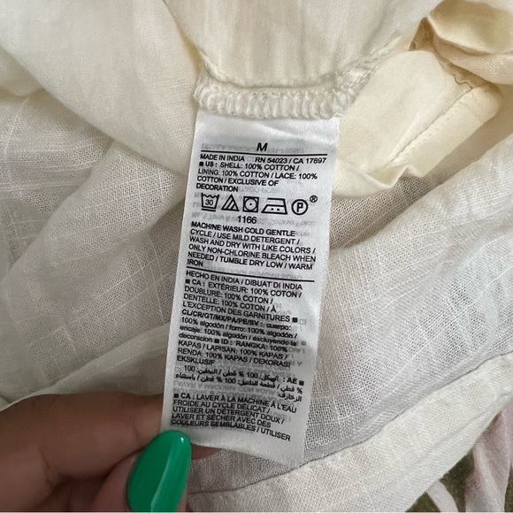 OLD NAVY Off-White Cream Flutter Lace Sleeve Swing Mini Midi Dress Open-Back M - Picture 15 of 16